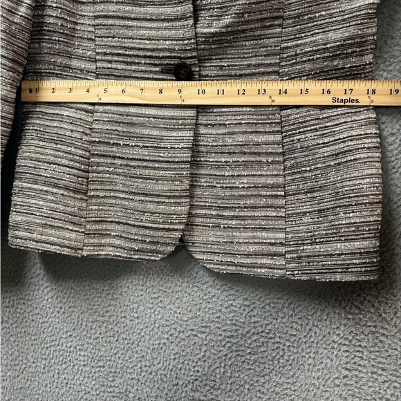 KASPER Women's Brown Tan  Striped One Button Striped Blazer Jacket Top  Size 8 - Picture 9 of 10